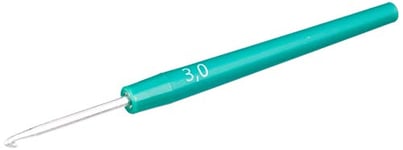 Gründl 1219-300 Crochet Hook Metal with Plastic Handle, Green, 3 mm