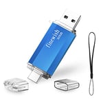 USB C Memory Stick 32gb, 2 in 1 Type C Flash Drive 32 GB USB Key Portable Otg Pendrive 32gb for Tablets, New Macbook, Android Smartphones, Samsung, Huawei, Oneplus Etc. (Blue)