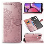 Samsung Mandala Galaxy A20s Flip kotelot - Ruusukulta Pinkki