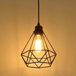 Industriell hängande lampa armatur retro ljuskrona taklampa vintage svart lampa bur takbelysning metallskärm (utan glödlampa)