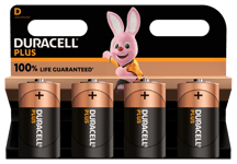 Duracell MN1300 Plus Power D Size Batteries, 4 Batteries In Retail Pack