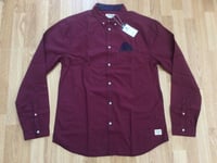 MENS JACK AND JONES SLIM REGULAR FIT CHECK SHIRT DEAN RED SIZE XL