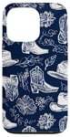 Coque pour iPhone 13 Pro Chapeau et bottes de cowboy bleu marine