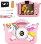 Appareils Photo Enfant 2.0 Pouces Appareil Photo Numérique 1080P HD Mini Caméra Enfant avec Carte SD 64GB Cadeau Anniversaire de 3-10 Ans Enfant pour Fille Garçon.[G203]