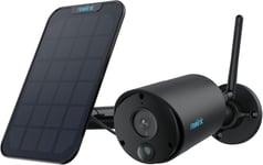 Camera Solaire Exterieure 3MP, Argus Eco + Panneau Solaire Noir, Détection Personne/Véhicule, WiFi 2.4GHz, Vision Nocturne,Camera Surveillance WiFi Exterieure sans Fil, Compatible avec Alexa