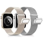 AMSKY 2 Pièce Magnétique Bracelets Compatible avec Bracelet Apple Watch 44mm 40mm 46mm 45mm 42mm 41mm 38mm 49mm, Metal Milanais avec 2 Aimant Compatible avec iWatch Se Ultra Serie 10 9 8 7 6 5 4 3 2 1