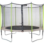 Trampoline de jardin 426 cm + filet de sécurité jumpi Taupe/Vert 430. Trampoline certifié par le critt sport & loisirs - Kangui