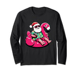 Funny Christmas In July Santa On Flamingo Floatie Summer Long Sleeve T-Shirt