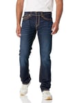 True Religion Brand Jeans Men's Ricky Super T Straight Flap Jean, Giza Dark Wash