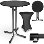 tillvex® Lot de 2 tables mange-debout pliables - Diamètre 70 cm - Avec housse - Table de bistrot ronde - Table de fête - Résistante aux intempéries - Table de jardin pour l'intérieur et l'extérieur