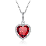 ChicSilver Collier Femme Coeur Rouge Je T’Aime en Argent 925 en Rubis de Synthèse,Pendentif Coeur Plaqué Strass Brillant avec Chaîne Réglable,Bijoux Élégant pour Cadeau Anniversaire de Maman,Femmes