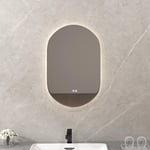 Miroir de Salle de Bain, Miroir de Maquillage Mural avec Éclairage led, Fonction Anti-Buée, Miroir Ovale sans Cadre pour Salle de Bains, Salon,