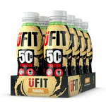 UFIT High 50g Protein Shake - Banana Flavour - No Added Sugar - Low in Fat - Ready to Drink - Pack of 8 x 500 ml (Packaging May Vary)