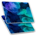 2 x Rectangle Stickers 10 cm - Beautiful Jellyfish Blue Sea Creatures #8379