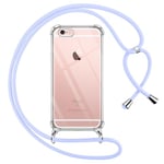 Pnakqil Coque pour iPhone 6/iPhone 6s avec Cordon, Transparente Silicone Housse avec Réglable de Collier Anti-Chute Etui pour iPhone 6S 4.7", Ètuis à Bandoulière, Violet