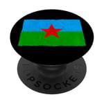 Drapeau Romani Étoile rouge sur drapeau vert et bleu PopSockets PopGrip Adhésif