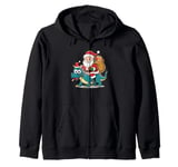 Santa Claus Riding Cute Dragon Funny Christmas Zip Hoodie