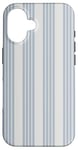 Coque pour iPhone 16 Motif géométrique rayé blanc et bleu clair