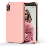 OIIAEE Coque iPhone XR, Coque en Liquide Silicone Conçue pour iPhone XR, Étui de Protection Antichoc Ultra Mince avec Doublure Douce en Microfibre Anti-Rayures, 6.1 Pouces,Pamplemousse