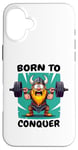 Coque pour iPhone 16 Plus Born to Conquer Viking Haltérophilie - Funny Fitness