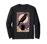 The Crow Raven Tarot Card Dark Academia Aesthetic Bird Lover Long Sleeve T-Shirt