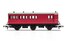 Hornby R40126 BR Crimson Brake 3rd Class 6 Wheel Electric Step Boards E31185-With Lights Coach, Red