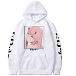 (valkoinen-XXS）Anime Zero Two Print Pullover Winter Sweatshirt Miesten Ylisuuri Huppari