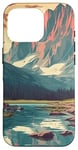 Coque pour iPhone 16 Pro Rocky Mountain Lake Vintage Paysage graphique