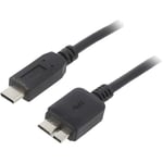 Cable USB 3.0 USB B micro prise male USB C prise male 1m - Noir