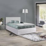 Talamo Italia - Lit double Clea, ensemble tête de lit en simili cuir avec sommier orthopédique et volant, 100% Made in Italy, adapté pour un matelas de 120x190 cm, Blanc