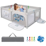 Large Baby Playpen Kids Activity Center w/ 50 PCS Ocean Balls Infant Safety Gate