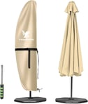 Housse Parasol Déporté,Housse Parasol,Housse de Protection pour Parasol,Contre Les intempéries,avec Fermeture Éclair pour Parasol de 2 à 4m pour Parasols Jardin Plage (Beige, 210-45-75-32cm)