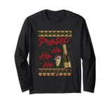 Funny Prosec Ho Ho Ho Christmas Prosecco Santa Hat Wine Long Sleeve T-Shirt