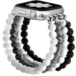 JR.DM Bracelet en pierre naturelle compatible avec Apple Watch 38 mm, 40 mm, 41 mm, 42 mm, 44 mm, 45 mm, 46 mm, chic, confortable, élastique, fabriqué à la main, pour séries 10/9/8/7/SE/6/5/4/3/2/1,