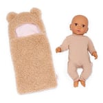 LullaBaby 14-inch Realistic Ultra-Soft Bear-Themed Olive Skin Tone & Brown Eyes – Pretend Play – Toys for Kids Ages 2 & Up – Baby Doll & Cuddler Set, LBY7261Z, Multi