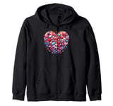 Cute Heart with Flowers and Hearts for Valentine's Day Zip Hoodie