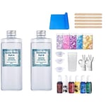 600ml a: B kit de fabrication de bijoux en résine, pigments colorés, accessoires en résine, paillettes + coussins + outils + TASSES + gants kit de démarrage de fabrication de bijoux en résine UV