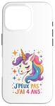 Coque pour iPhone 16 Pro Licorne Cadeau Fille 4 ans Enfant 4ème Anniversaire