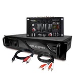 Amplificateur sono - AUDIOCLUB AC3000 - 2 x 1500W + Table de mixage Ibiza Sound DJ21 4 voies USB - Câble RCA + PC