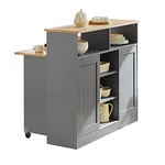 SoBuy Buffet de Rangement Placard de Cuisine Ilot de Cuisine Armoire de Cuisine Multi-rangements avec Portes Coulissantes et Plan de Travail Extensible 110x97x68cm, FSB36-HG