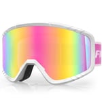 Findway Masque de Ski pour enfant, Lunettes de Ski OTG Masques de Snowboard, Anti buée, 100% Anti-UV Masque et Lunettes de Ski pour les garçons, les filles et les adolescents de 3 à 14 ans