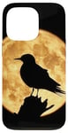 Coque pour iPhone 13 Pro Silhouette de Sterne à ailes blanches Pleine Lune Oiseau Art