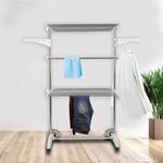 Hofuton Séchoir à Linge à Trois Niveaux, Etendoir à Linge Pliable Mobile avec Quatre Roues, Sechoir à Linge Pliable Intérieur, Jusqu'à 15 kg, Blanc