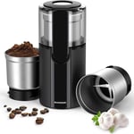 Coffee & Spice Grinders Electric with 2 Removable Stainless Steel Bowls for Dry