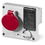 Scame - Prise à encastrer verrouillable 3P+N+T 16A femelle rouge 380-415V 50-60Hz 136x125mm avec porte-fusible 6H étanche IP44 omnia