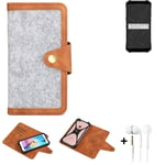 Felt Case + earphones for Ulefone Armor X9 Pro Cover light grey