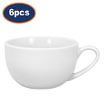 Cappuccino Cup White Porcelain Round Coffee Tea Cup Hot Chocolate 300ml 6Pcs