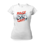 T-Shirt Femme Col Rond Rage Quit Jeux Vidéo Retro Gaming Arcade