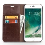 Qialino iPhone SE (2022) Leather Wallet Skal Brun