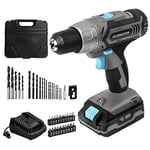 Cecotec Perceuse-visseuse CecoRaptor Perfect Drill 2020 Advance Batterie 20 V 2000 mAh Vitesse sans Charge de 1550 TR/Min Tourque maximale de 46 Nm, 25+1 Positions de Tour, 2 Vitesses Multicolore